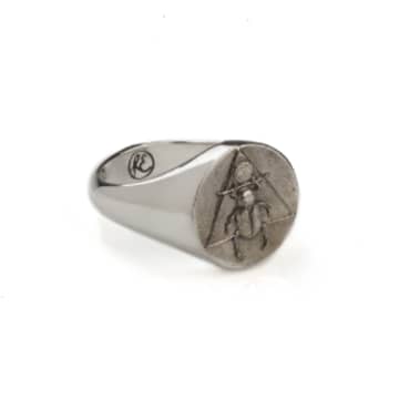 Rachel Entwistle The Scarab Signet Ring In Metallic