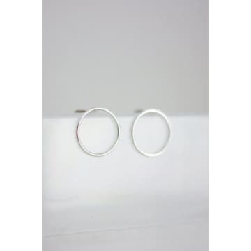 Lark London Open Circle Stud Earrings (silver) In Metallic