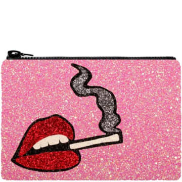 I Know The Queen 'pink Smokin' Hot' Glitter Clutch Bag