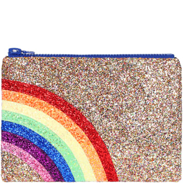 I Know The Queen Rainbow Gold Glitter Clutch Bag