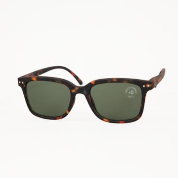Izipizi #l The Big Oversized Style Sunglasses With Green Lenses In Tortoise Brown