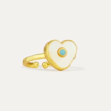 Ottoman Hands Amalfi Pearl Heart Ring | Gold Plated