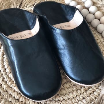 Beldi Maison Men's Moroccan Leather Babouche Slippers In Black