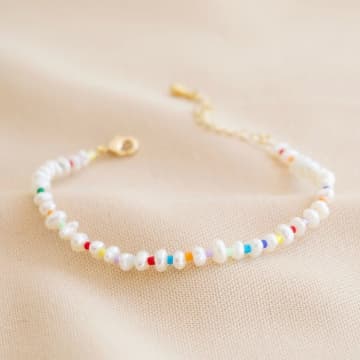 Lisa Angel Pearl Bracelet With Coloured Glass Beads