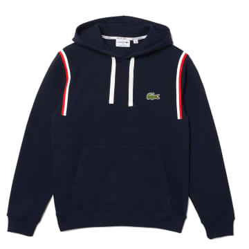 Lacoste "made In France" Organic Cotton Fleece Hoodie Navy Blue
