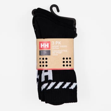 Helly Hansen Black 3 Pack Cotton Sport Socks