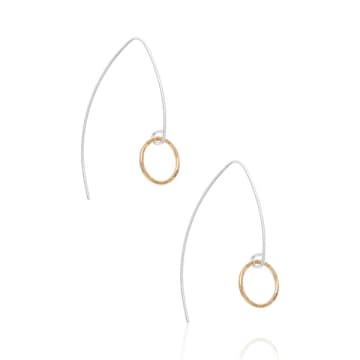 Épanoui Arrow Drop Earrings, Silver & Gold In Metallic