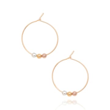 Épanoui Spheres Hoop Earrings In Rose Gold/gold/silver