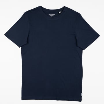 Jack & Jones Navy Organic Cotton Slim Fit Basic T-shirt In Blue