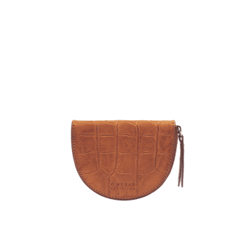 O My Bag Laura Cognac Brown Croco Classic Leather Purse