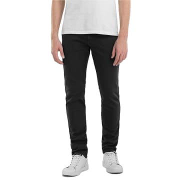 Shop Replay Hyperflex X-lite Anbass Colour Edition Slim Fit Jeans In Black