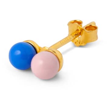 Lulu Copenhagen Blue Light Pink Enamel Ball Sterling Silver Ear Stud