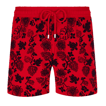 Shop Vilebrequin Mahina Swin Short Ultra-light & Packable Natural Tortues Flocked Peppers Red