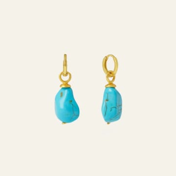 Ottoman Hands Ava Turquoise Drop Huggie Earrings In Blue