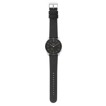 Komono Black Leather Ray Legacy Wrist Watch