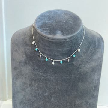 Claudia Bradby Turquoise Fringe Choker Silver In Blue