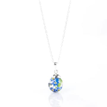 Botanic Isles Forget Me Not Resin Sphere Silver Necklace In Metallic