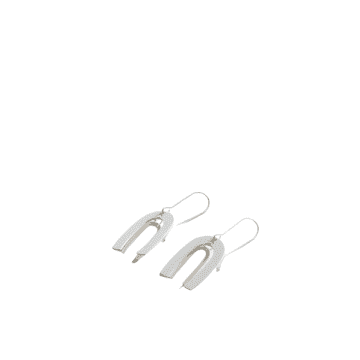 Big Metal Jared Coil Arc Two-tone Earrings In Silver & White From  In Metallic