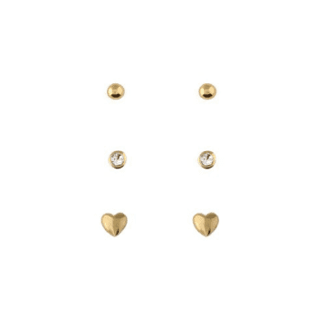 Orelia Stud & Heart 3 Pack Earrings In Gold