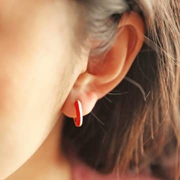 Lisa Angel - Enamel Huggie Hoop Earrings In Pink & Red
