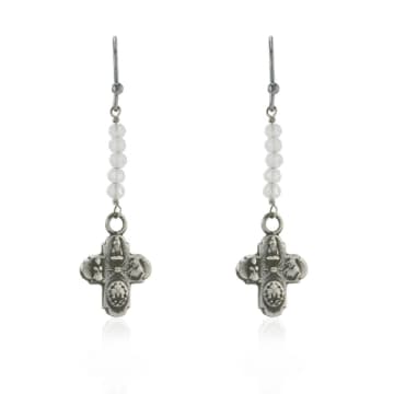 Window Dressing The Soul Wdts Tiny Cross And Moonstone Drop Earrings