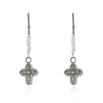 Window Dressing The Soul Wdts Tiny Cross And Pearl Drop Earrings