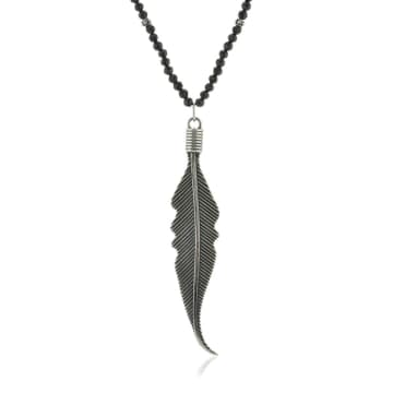 Collardmanson Wdts Feather Onyx Necklace