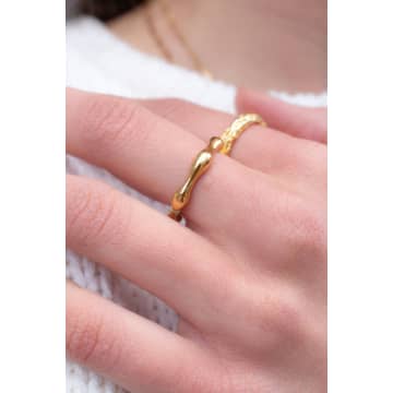 White Leaf Bamboo Ring In White