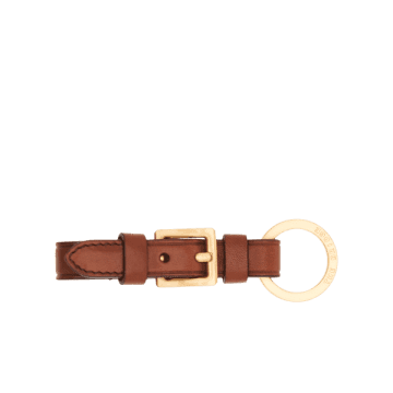 The Bridge Dog-shaped leather key ring cognac