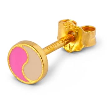 Lulu Copenhagen Pink Buttercream Gold Plated Ying Yang Ear Stud