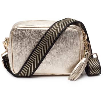 Elie Beaumont Cross Bag In Gold With Chevron Strap
