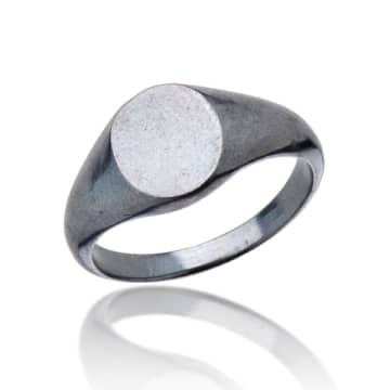 Collardmanson Oxidised 925 Silver Signet Ring In Metallic