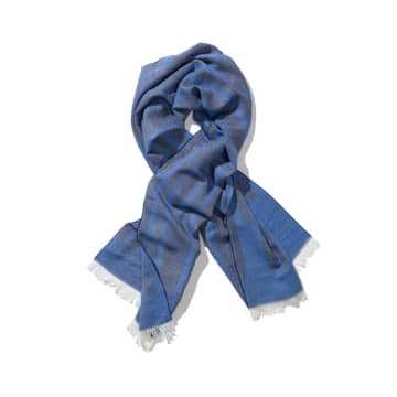 Catharina Mende Scarf, The Stripes Cobalt, Woven Merino In Blue/blue