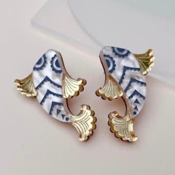 Julia Davey Koi Carp Stud Earrings By Rosa Pietsch In Blue