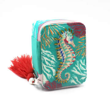 House Of Disaster Coral Seahorse Travel Jewellery Box In Pink
