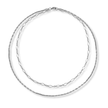 A Weathered Penny Silver Layered Chain Necklace In Metallic