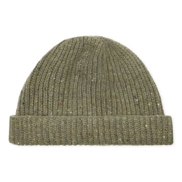 Burrows And Hare Donegal Wool Beanie Hat In Green
