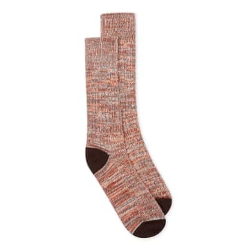 Burrows And Hare Woven Socks In Orange
