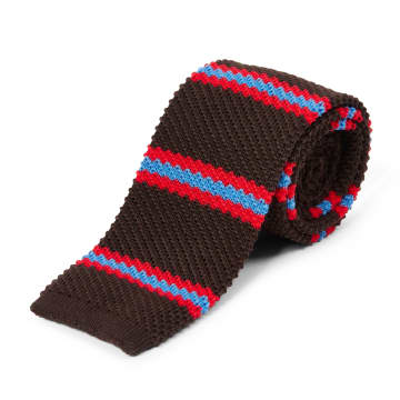 Burrows And Hare Knitted Tie In Brown
