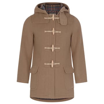 Burrows And Hare Water Repellent Wool Duffle Coat In Leather 
