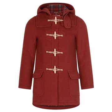 Burrows And Hare Water Repellent Wool Duffle Coat In Red