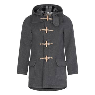 Burrows And Hare Water Repellent Wool Duffle Coat In Grey