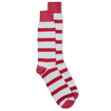Burrows And Hare Stripe Socks Raspberry White