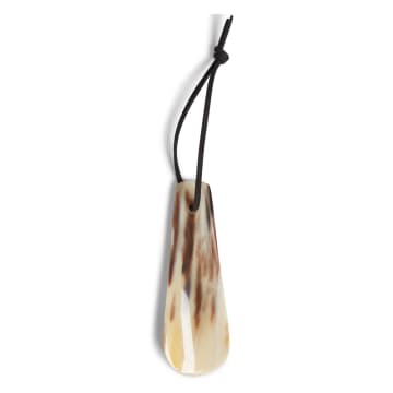 Burrows And Hare Ox Horn Shoe Horn With Leather Strap In Natural