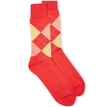 Burrows And Hare Argyle Socks Red