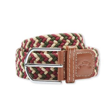 Burrows And Hare One Size Woven Belt Green White Navy