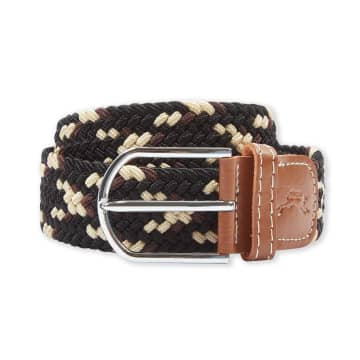 Burrows And Hare One Size Woven Belt Black Brown Ecru