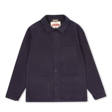 Burrows And Hare Moleskin Workwear Jacket Navy In Blue