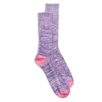 Burrows And Hare Woven Socks In Purple