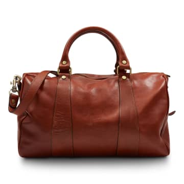 Burrows And Hare Arthur Leather Holdall In Brown